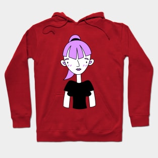 Hand Drawn Girl with Ponytail Character Profile Hoodie